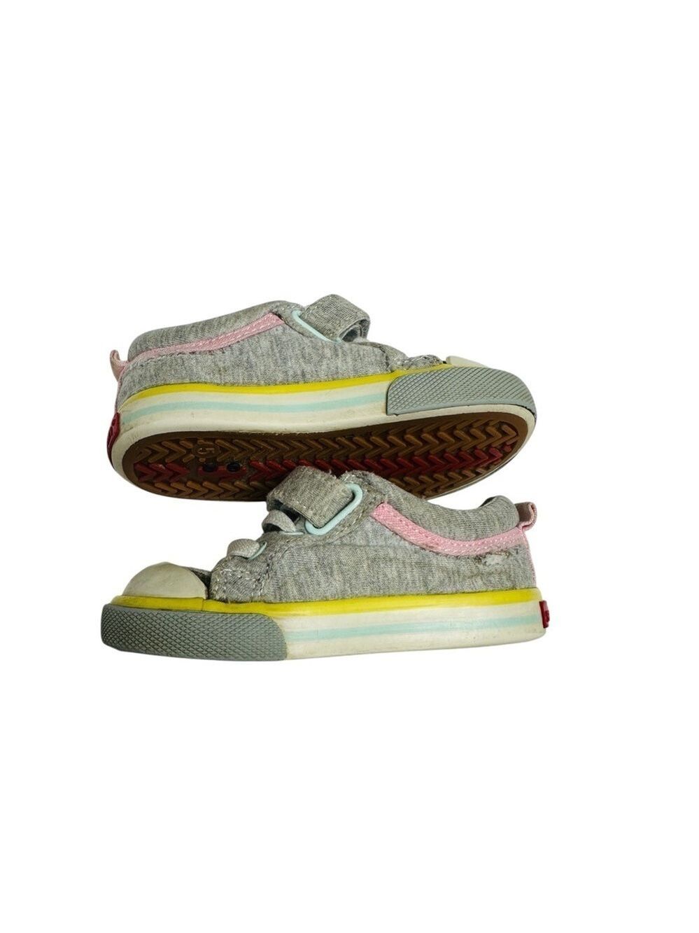 See Kai Run Toddler Size 5 Rainbow Gray Sneakers Hook & Loop Strap - Picture 8 of 12